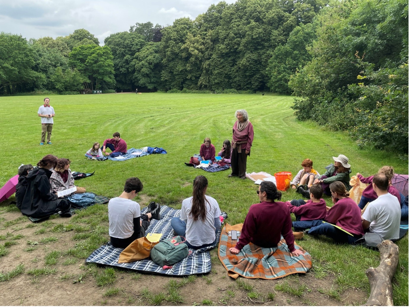 We gathered around on the grass for some music making